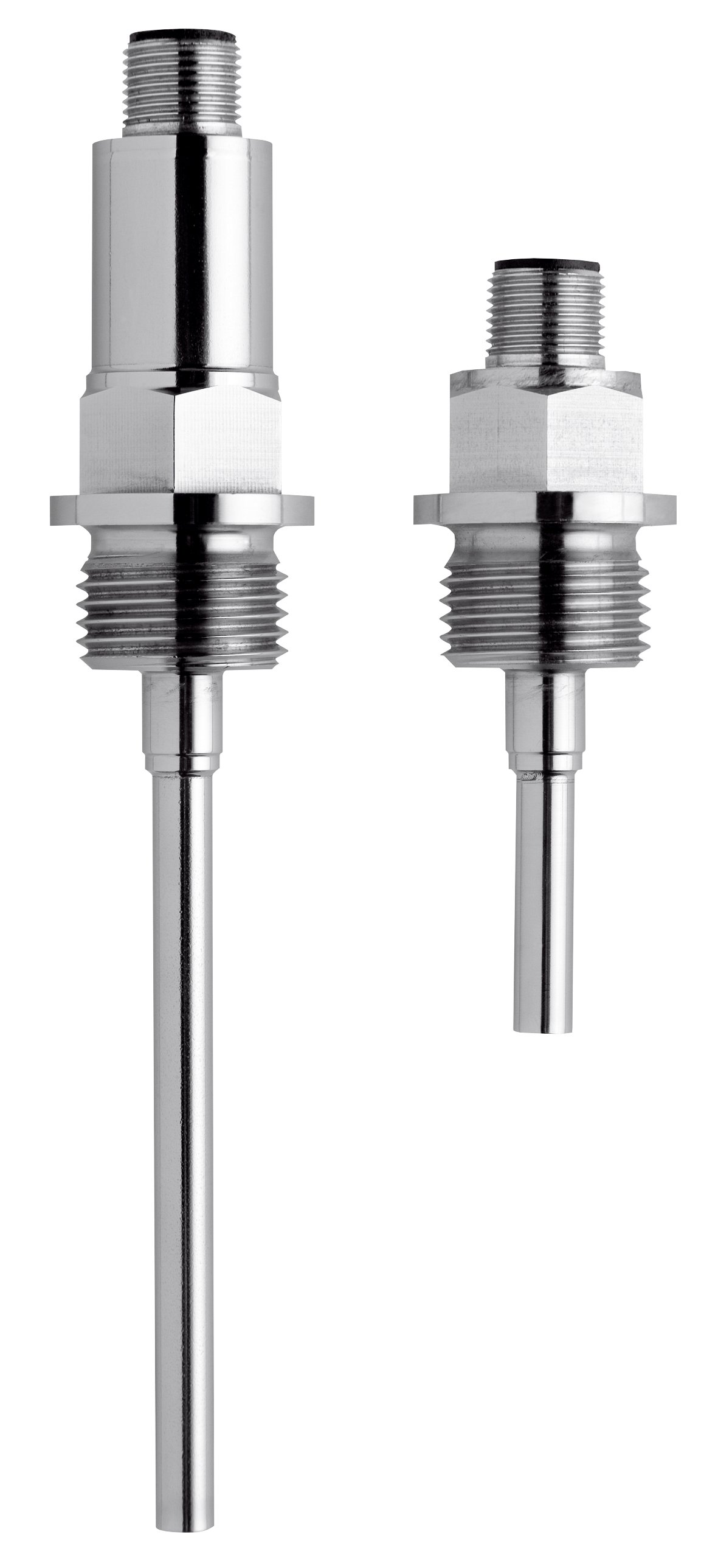 JUMO screw-in RTD temperature probe with programmable transmitter, M12 x 1 machine plug connection